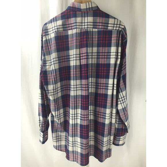 Gitman Bros Cotton Red White Blue Plaid LS Button Front Shirt Sz L - Picture 5 of 5